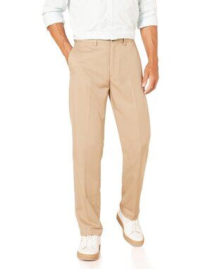 Classic-Fit Expandable-Waist Flat-Front Dress Pants for Men - Versatile